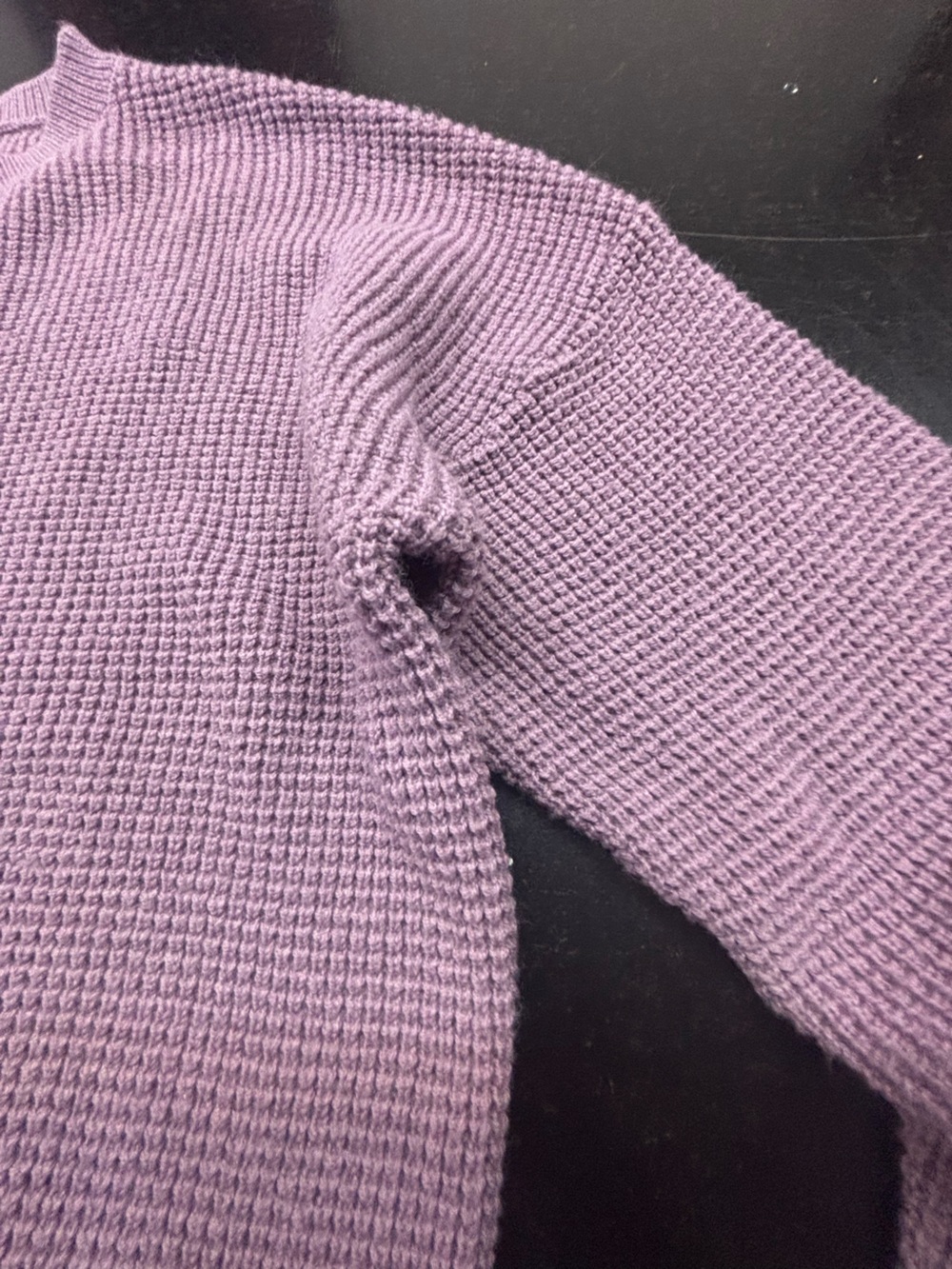 Kersh Women’s XL Merino Wool Blend Waffle Knit Sweater Lavender Purple Crew Neck - Picture 6 of 11